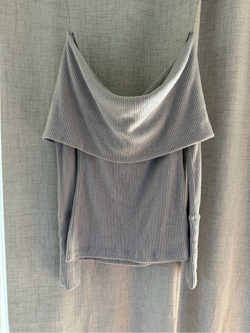 Free People We The Free Gray Ribbed Off Shoulder Sweater Boho Women’s S